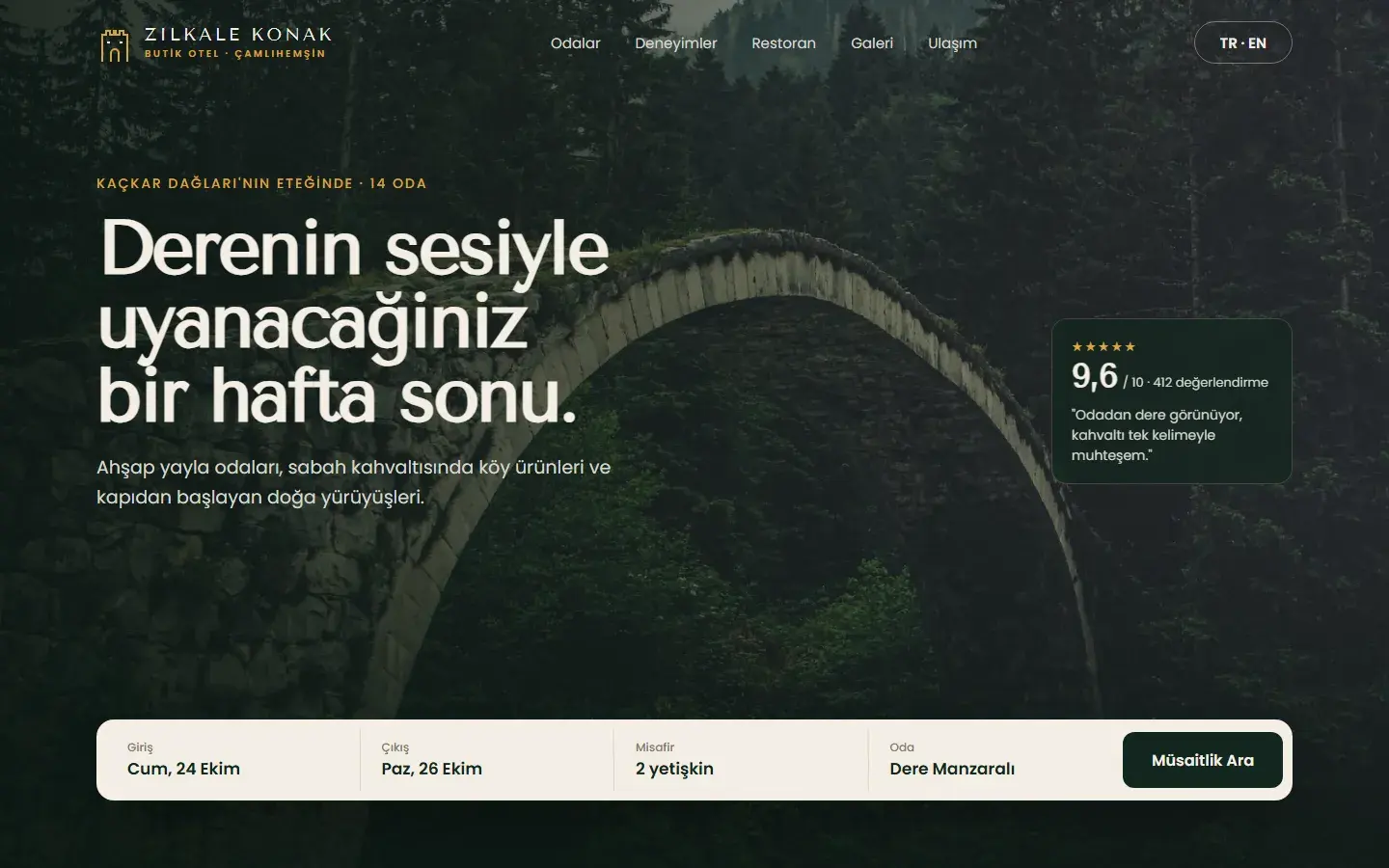 Zilkale Konak — Butik Otel web sitesi tasarımı