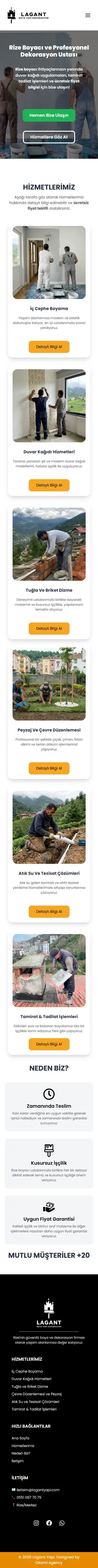 Lagant Boya Yapı Dekorasyon web sitesinin mobil görünümü