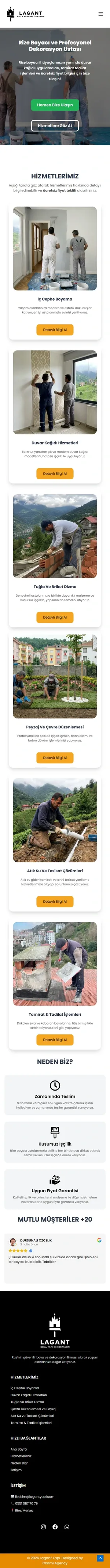 Lagant Boya Yapı Dekorasyon web sitesinin mobil görünümü