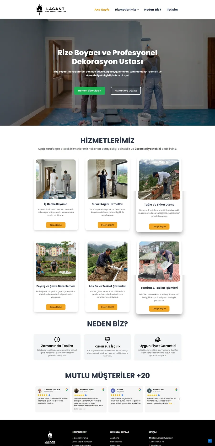 Lagant Boya Yapı Dekorasyon web sitesinin masaüstü görünümü